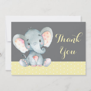 Süßer Elefant Baby Gelb und Grau Dankeskarte