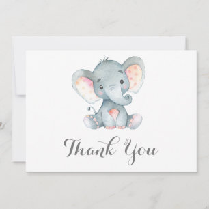 Süßer Elefant Baby Grau Dankeskarte