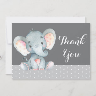 Süßer Elefant Baby Grau Dankeskarte