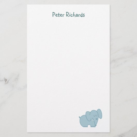 Süßer Elefant (blau) Briefpapier (Vorderseite)