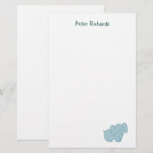 Süßer Elefant (blau) Briefpapier (Vorne/Hinten)
