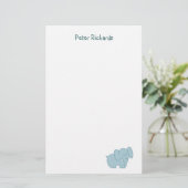 Süßer Elefant (blau) Briefpapier (Stehend Vorderseite)
