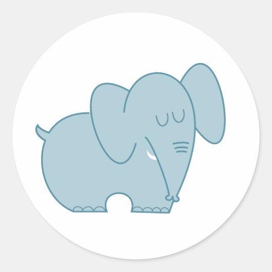 Süßer Elefant (blau) Runder Aufkleber (Vorderseite)
