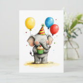 Süßer Elefant & Cupcake Kinder Geburtstag Flat Karte (Stehend Vorderseite)