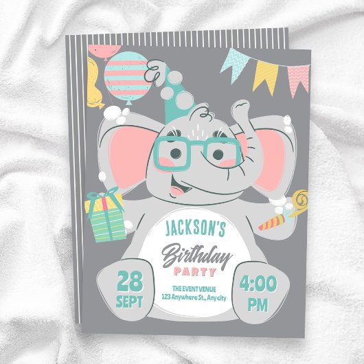 Süßer Elefant Geburtstag  Einladung