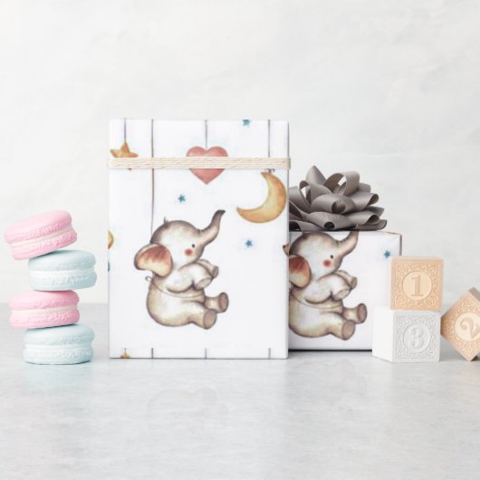 Süßer Elefant Geschenkpapier (Babyparty)