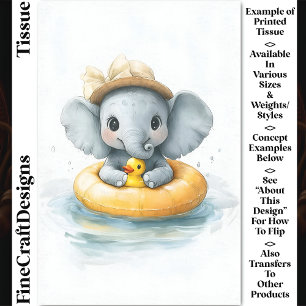 Süßer Elefant Gummiring & Ente CW1 Decoupage Seidenpapier