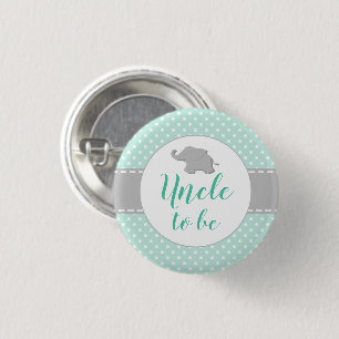 Süßer Elefant Mintgrüne Babyparty Onkel wird Button