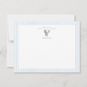 Süßer Elefant mit blauem Rand Baby Junge  Dankeskarte