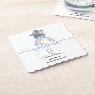 Süßer Elefant mit bunter Regenbogen-Baby-Party Untersetzer