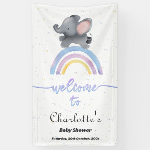 Süßer Elefant mit farbenfrohem Regenbogen-Baby-Sho Banner