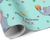 Süßer Elefant mit Geschenk Geschenkpapier (Rolleneckpunkt)