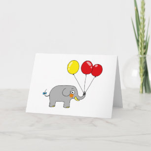 Süßer Elefant mit Partyballons Karte