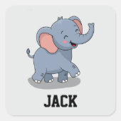 Süßer Elefant Quadratischer Aufkleber (Vorderseite)