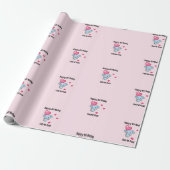 Süßer Elefant rosa Geburtstag Geschenkpapier (Ungerollt)
