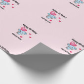 Süßer Elefant rosa Geburtstag Geschenkpapier (Ecke)