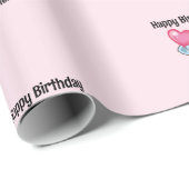 Süßer Elefant rosa Geburtstag Geschenkpapier (Rolleneckpunkt)