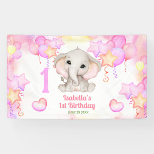 Süßer Elefant Sommer Bunter Geburtstag Mädchen 1. Banner