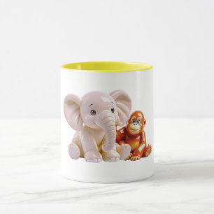 Süßer Elefant und Baby Orang-Utan beste Freunde Tasse