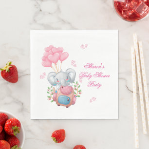 Süßer Elefant und Ballon-Baby-Party-Papier-Serviet Serviette