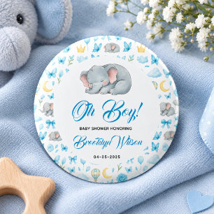 Süßer Elefant Wasserfarbe Baby Shower für Jungen Button