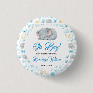 Süßer Elefant Wasserfarbe Baby Shower für Jungen Button