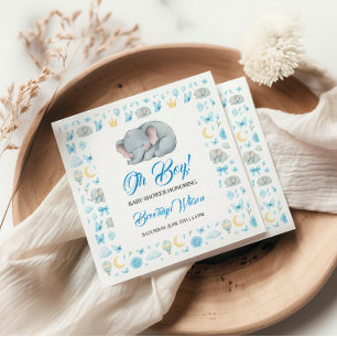Süßer Elefant Wasserfarbe Baby Shower für Jungen Serviette