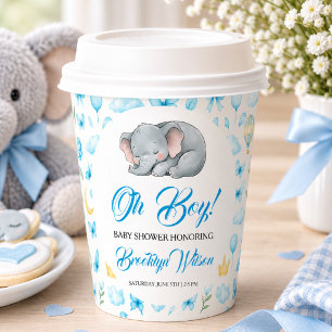 Süßer Elefant Wasserfarben-Baby-Party für Jungen Pappbecher