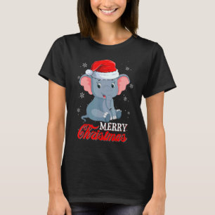 Süßer Elefant Weihnachtsmann Hut Elefant Fröhliche T-Shirt