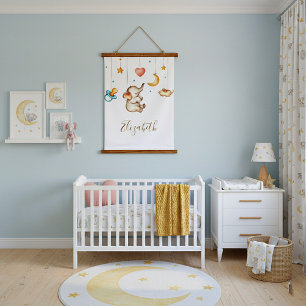 Süßer Elefantenbaby Wandteppich Mit Holzrahmen