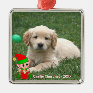 Süßer Elf & individuelles Golden Retriever-Welpen- Ornament Aus Metall