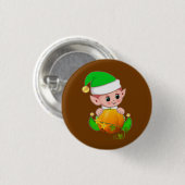 Süßer Elf mit Kürbis auf Braun Button (Vorne & Hinten)