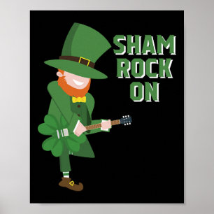 Süßer Elf spielt Shamrock-Gitarre - St. Patricks D Poster