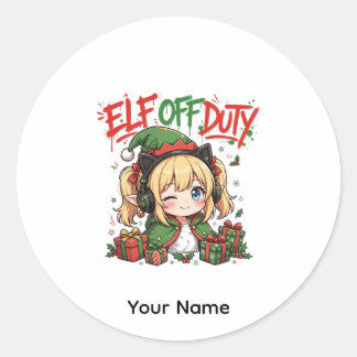 Süßer Elf-Weihnachtsaufkleber Geschenk für Mädchen Runder Aufkleber