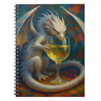 Süßer Elfenbeing-Drache & Weißwein-Fantasy-Kunst Notizblock