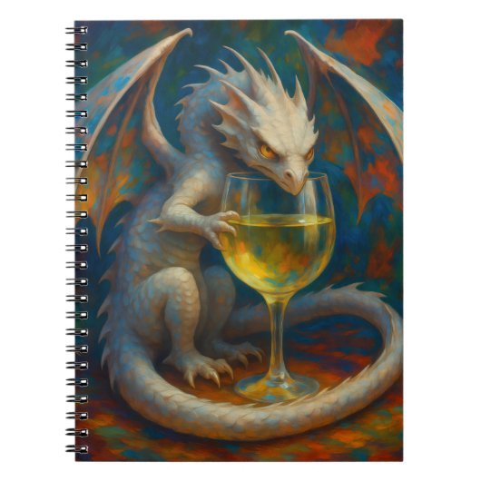 Süßer Elfenbeing-Drache & Weißwein-Fantasy-Kunst Notizblock (Vorderseite)