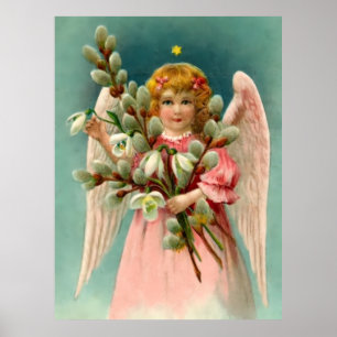 Süßer Engel im rosa Kleid Poster