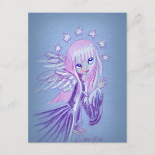 Süßer Engel mit rosa Haar Postkarte