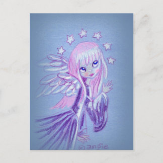 Süßer Engel mit rosa Haar Postkarte