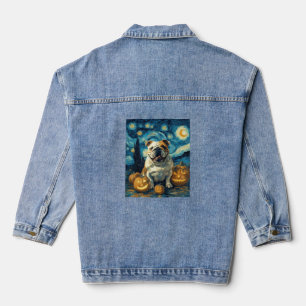 Süßer Englischer Bulldogge Hund Halloween Jack O L Jeansjacke
