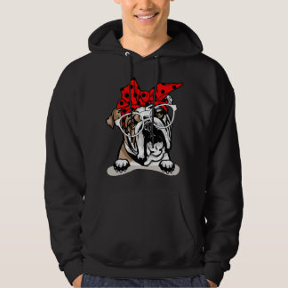 Süßer englischer Bulldogge Weihnachten Rot Kariert Hoodie