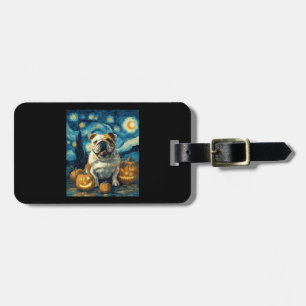 Süßer English Bulldog Hund Halloween Jack O Lanter Gepäckanhänger