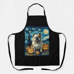 Süßer English Bulldog Hund Halloween Jack O Lanter Schürze