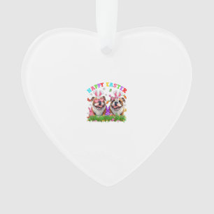 Süßer English Bulldog Hund & Hasenohren Eier Frohe Ornament