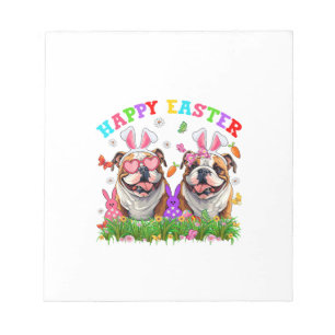 Süßer English Bulldog Hund & Hasenohren Ostereier  Notizblock