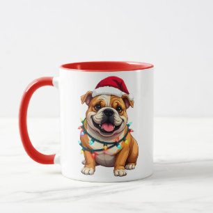 Süßer English Bulldog Weihnachten Santa Haustier H Tasse