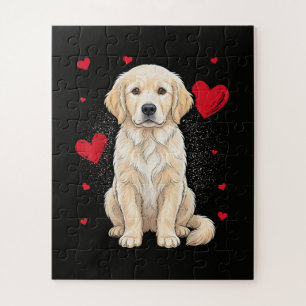 Süßer English Cream Golden Retriever Hund Puzzle