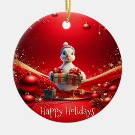 Süßer Enten-Weihnachtsbaumschmuck Keramik Ornament