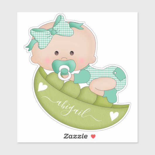 Süßer Erbsen in jungen Mädchen in Pfefferminzgrün  Aufkleber (Blatt)