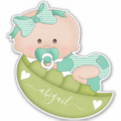 Süßer Erbsen in jungen Mädchen in Pfefferminzgrün  Aufkleber (Vorderseite)